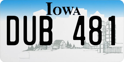 IA license plate DUB481