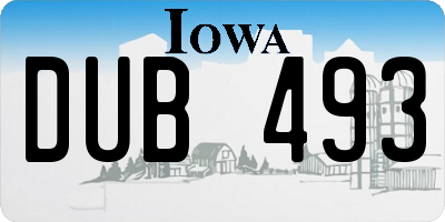 IA license plate DUB493