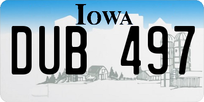 IA license plate DUB497