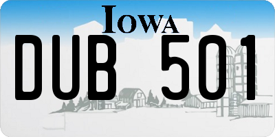 IA license plate DUB501