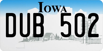 IA license plate DUB502