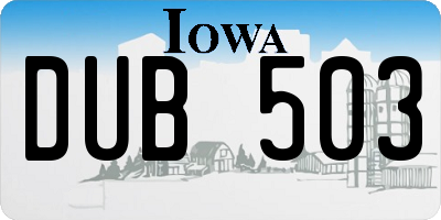 IA license plate DUB503