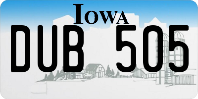 IA license plate DUB505