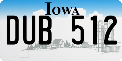 IA license plate DUB512