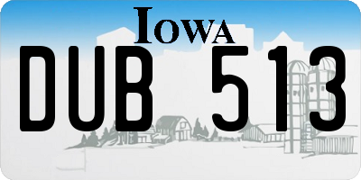 IA license plate DUB513