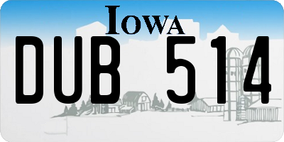 IA license plate DUB514