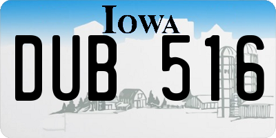 IA license plate DUB516