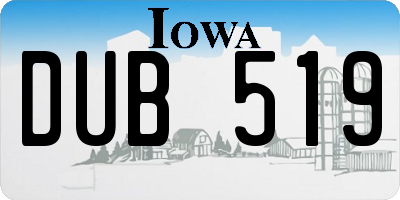IA license plate DUB519