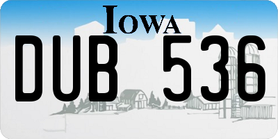 IA license plate DUB536