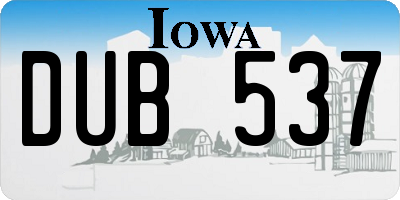IA license plate DUB537
