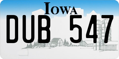 IA license plate DUB547
