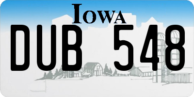 IA license plate DUB548