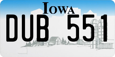 IA license plate DUB551
