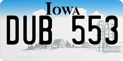 IA license plate DUB553