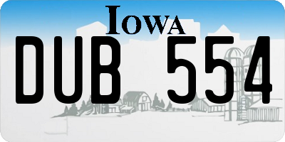 IA license plate DUB554