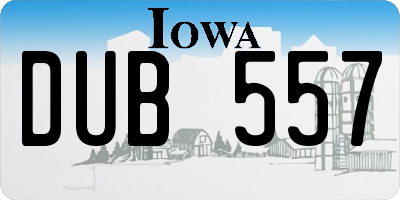 IA license plate DUB557