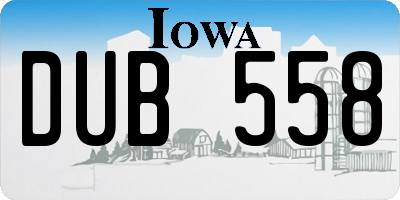 IA license plate DUB558