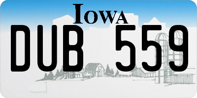IA license plate DUB559