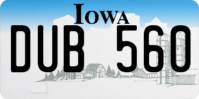 IA license plate DUB560