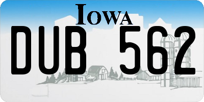 IA license plate DUB562