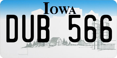 IA license plate DUB566