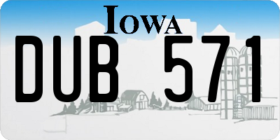 IA license plate DUB571