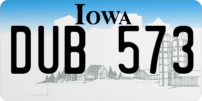 IA license plate DUB573