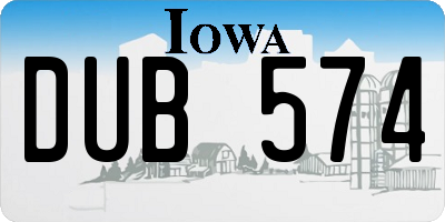 IA license plate DUB574