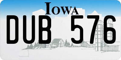 IA license plate DUB576