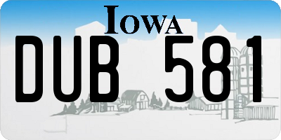 IA license plate DUB581