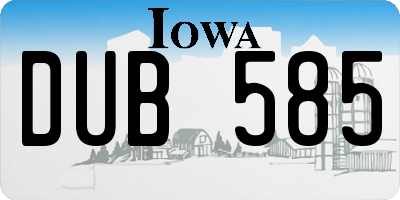 IA license plate DUB585