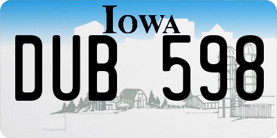 IA license plate DUB598