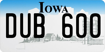 IA license plate DUB600