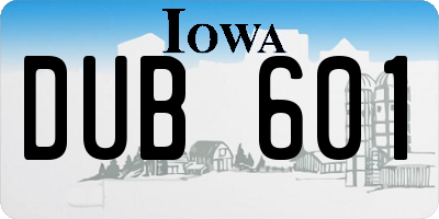 IA license plate DUB601