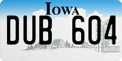 IA license plate DUB604