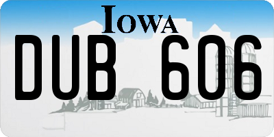 IA license plate DUB606
