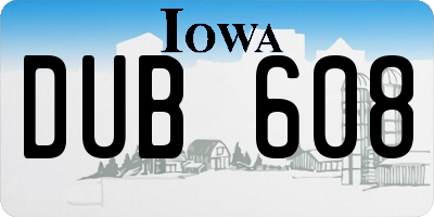 IA license plate DUB608