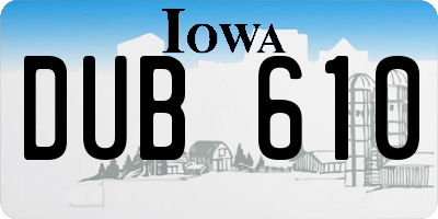IA license plate DUB610