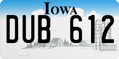 IA license plate DUB612
