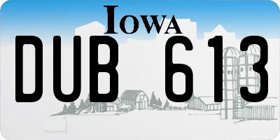 IA license plate DUB613