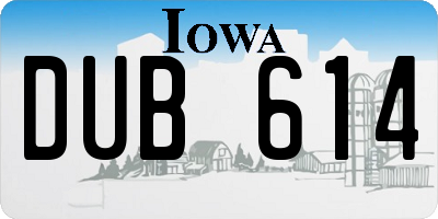 IA license plate DUB614