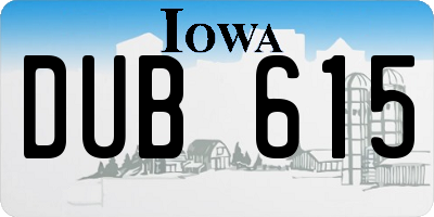 IA license plate DUB615