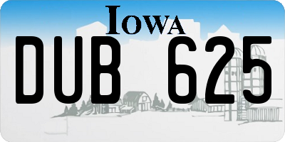 IA license plate DUB625
