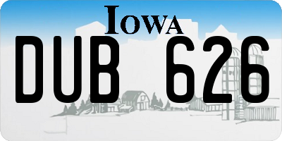 IA license plate DUB626