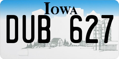 IA license plate DUB627