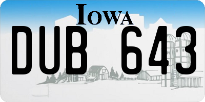 IA license plate DUB643