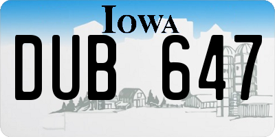 IA license plate DUB647