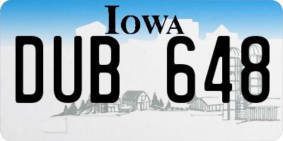 IA license plate DUB648
