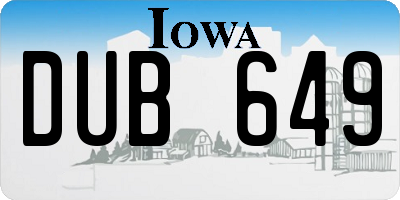 IA license plate DUB649