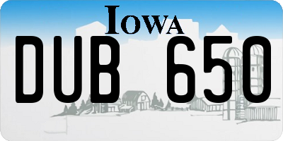 IA license plate DUB650